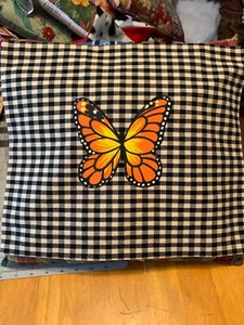 Butterfly checked decorative Throw Pillow - Picture 1 of 4