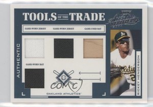 2004 Playoff Absolute Memorabilia Green Quad Materials /50 Rickey Henderson HOF