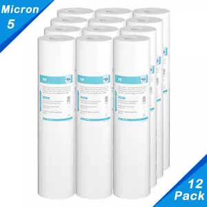 12 Pack 5 Micron 20"x4.5" Big Blue Sediment Water Filter Whole House Replacement - Picture 1 of 12
