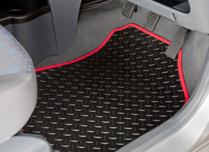 CAR MATS FOR SUZUKI IGNIS 2016 TO 2021 TAILORED BLACK RUBBER RED TRIM