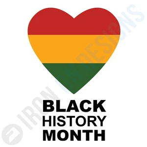 BLACK HISTORY MONTH - HEART - IRON ON TSHIRT TRANSFERS - A6 A5 A4 - Picture 1 of 5