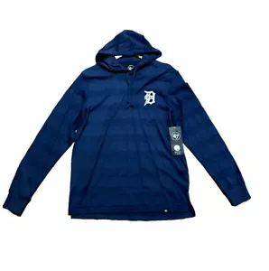 MLB Detroit Tigers Pique Tee Hoodie Long Sleeve Mens Size Medium Color Navy - Picture 1 of 5