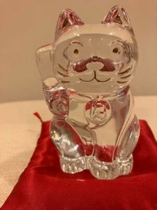 Baccarat Maneki Neko Lucky Beckoning Fortune Cat Red Octagon Crystal #705EK42 - Picture 1 of 3