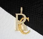 2.20Ct Round Good Cut Moissanite Letter ''RC'' Pendant In 14K Yellow Gold Plated