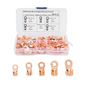 70PCS 5Types Car Open Wire Connector Copper Ring Lug Terminal Kit w/Box a - Picture 1 of 8