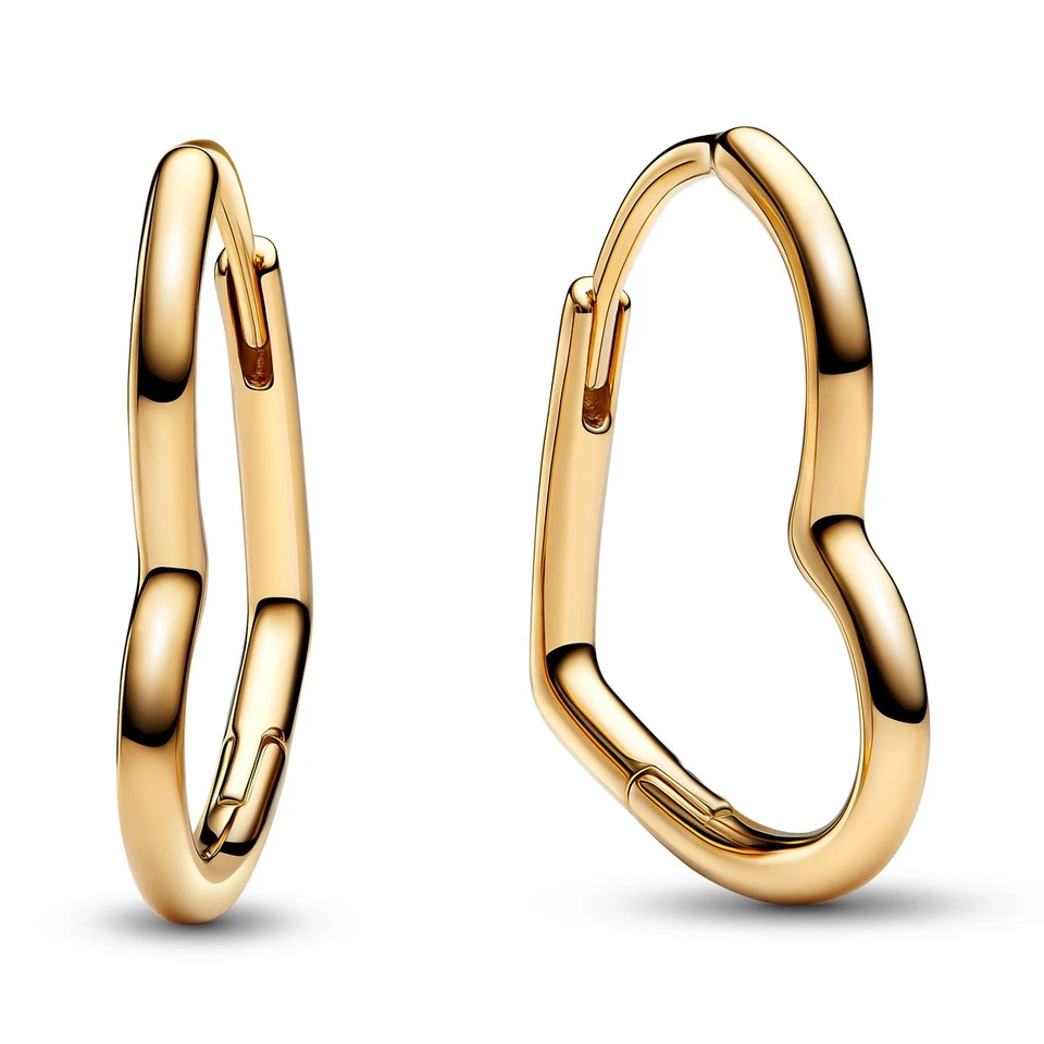 PANDORA Schmuck Damen-Ohrringe Asymmetrisches Herz Goldfarben 268307C00