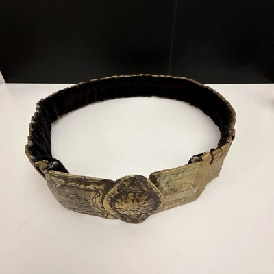 Антикварный османский латунный балканский бархатный пояс с подкладкой конца 1800-х годов?  Прибл. 36,5 дюйма L - Изображение 1 из 4