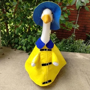 Veranda Gans Outfit gelber Regenmantel & Hut blauer Rand Frühling Sommer Kleidung für 23" - Bild 1 von 22