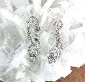 Judith Ripka Diamonique Hoop Earrings with removable Charm - Picture 1 of 9