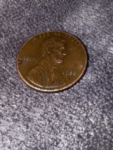 1988 Penny Errors No Mint Mark, Struck Off Center, Die Crack, (MS) - Picture 1 of 8