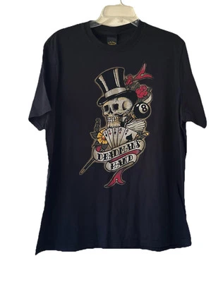 Lucky Brand Shirt Skull  Poker Card Tee Classic Fit Black Graphic  Size XL Death - Image 1 of 4