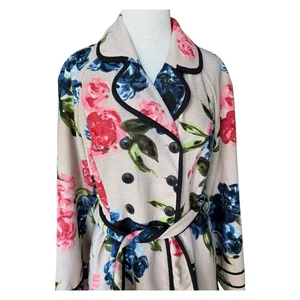 Gabardina floral de doble botonadura con cinturón Elle para mujer 🌸 moda elegante talla 8 - Imagen 1 de 12
