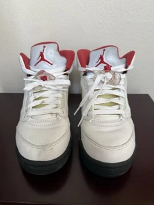 Nike Air Jordan 5 Retro Rojo Fuego Lengua Plateada 440888-102 Juvenil Talla 5.5 Mujer Talla 7. - Imagen 1 de 7