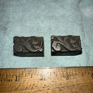 Printing Blocks “ 2 Decorative Ornamental Borders “ Beautiful Details! Lead - Picture 1 of 5