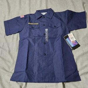 Boy Scouts Of America Shirt Youth Medium Blue Button Up Flag Uniform USA Boys  - Picture 1 of 6