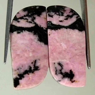 35.70Cts Natural Rhodonite Fancy Pair Loose Gemstone Earring Making 11x25x4mm - Image 1 of 4
