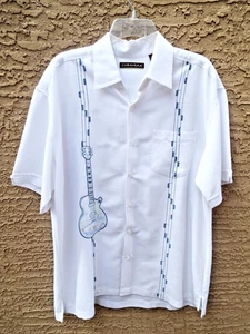 CUBAVERA GUYAVERA HERREN GR XL WEISS BESTICKT GITARRE MUSIK - Bild 1 von 8