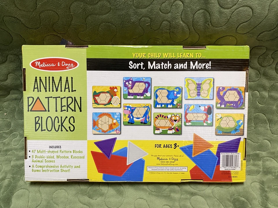 Juego de Bloques Patrón Animal Melissa and Doug, 10 Animales, Animal Madera Doble Cara Foto 1 de 4