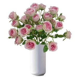 Fake Pink Roses Bouquet,5 Pcs Long Stem Artificial Flowers for Tall Vase,Silk... - Picture 1 of 7