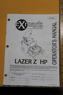 2003 Exmark Lazer Z HP Mower Operator Manual - Image 1 of 2