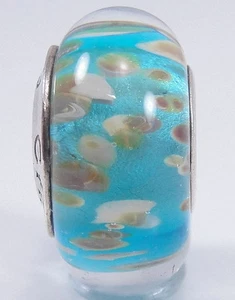 Authentic Chamilia Sterling Silver Murano Glass Aqua Reef Charm Bead #OB150 - Picture 1 of 4