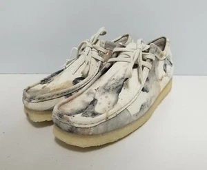 Clarks Originals Wallabee Off White Camo Printede Suede Mens Shoe Size 9 42 New - Picture 1 of 5