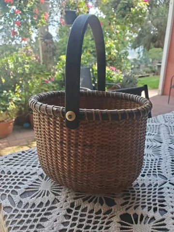 Vintage Nantucket lighthouse style basket hand woven bail handle folk art Cover