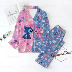 Stitch Pajamas Set, Stitch And Angel Pajamas, Cute Stitch Adult Pajamas Sets - Picture 1 of 6