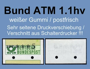 Bund ATM 1.1 hv weißer Gummi 5 Pf. ** Verschnitt / Druckverschiebung aus SWZD - Picture 1 of 3