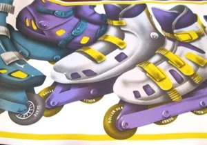 Wallpaper Border Roller Blades Inline Skates Skater Hockey EH99939 Purple Blue - Picture 1 of 1
