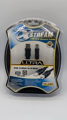 Ultra X Stream USB 2.0 Device Cable A-Male to B-Male 15Ft./4.6m  - Image 1 of 2