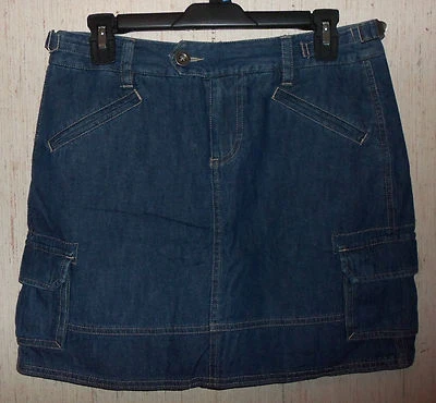 NEW WOMENS SONOMA LIFE + style DISTRESSED BLUE JEAN CARGO SKORT  SIZE 6 - Image 1 of 3