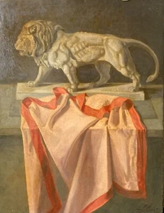 Oil Painting Impressionist Friedrich Westphal Nr10 Still Life With Leo And Cloth - Picture 1 of 12