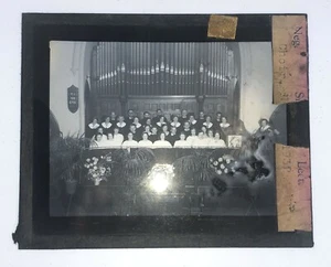 Choir Section First Baptist Church Roselle NJ Antique Glass Magic Lantern Slide - Picture 1 of 2
