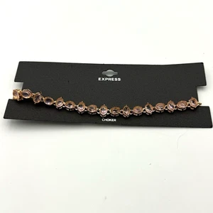Express Choker Necklace Glass Faceted Fashion Pink Lemonade Rose Gold 11.5" New - Picture 1 of 4