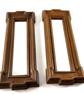 Vtg 80s HOMCO Long Rectangular Decorative (2) MIRRORS-Faux Wood Resin-14"x5" - Picture 1 of 11