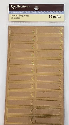 Recollections Planner Stickers Kraft Labels, 96 pcs - GOLD FOIL FLAGS - Image 1 of 2
