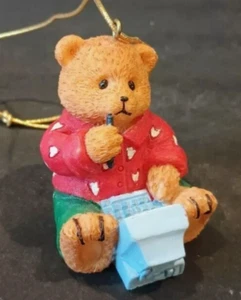 VINTAGE Avon Computer IT Teddy Bear Ornament w/ Gold String - 1998 - Picture 1 of 5