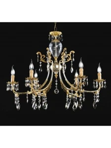 LAMPADARIO IN OTTONE, CRISTALLO DI SWAROVSKI E VETRO DI MURANO - Imagen 1 de 2