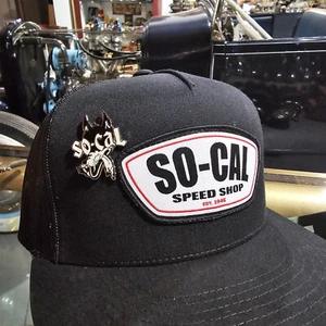 Lote SOMBRERO y PIN So-Cal Speed Shop Hot Rod Drag Racing camionero snapback wolf malla - Imagen 1 de 12