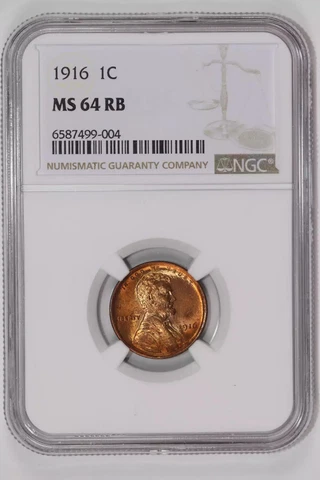 1916 LINCOLN WHEAT CENT NGC MS64 RB Cover
