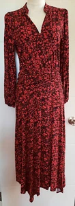 Womens Casual Red Floral ex Roman Ladies Work Plus Size Dress 8 10 12 14 16-22 - Picture 1 of 24