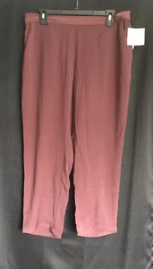 14th & Union Womens Soft Straight Leg Pants Texture Crop Burgundy Sass L Petite - Picture 1 of 8