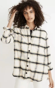 Madewell Oversized Ex-Boyfriend Shirt in Caney Plaid Size XS MA866 - Picture 1 of 6