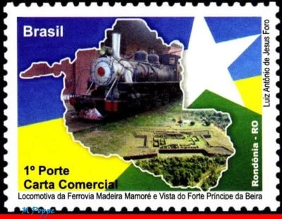 3115 BRASIL 2009 RONDONIA, BANDERAS, TRENES FERROCARRILES FUERTE, MI# 3730 RHM C-2926 MNH Foto 1 de 2