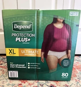 Depend PROTECTION PLUS+ Women's Ultimate Absorbency Disposable Underwear XL 20W+ - Picture 1 of 9