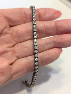 Vintage Sterlingsilber 925 Rund CZ Kubik Zirkonia Tennisarmband 7"" 11,7 gr - Bild 1 von 10