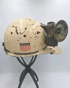 Vintage MSA Skullgard Schutzhut Bergmann Helm mit Lampe und Augenschutz Kohlebergmann - Bild 1 von 24