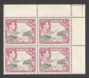 Jamaika KGVI 6d P13,5x13 1950 UM Viererblock Briefmarken SG 128. King George VI - Bild 1 von 3