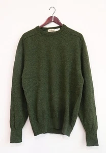 Vintage 90's L.L. Bean Lambswool Crewneck Sweater, Dark Green, Large/Tall - Picture 1 of 7
